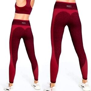 Red Victoria's Secret PINK Seamless Workout Leggings Heart Shape Bottom - Size M